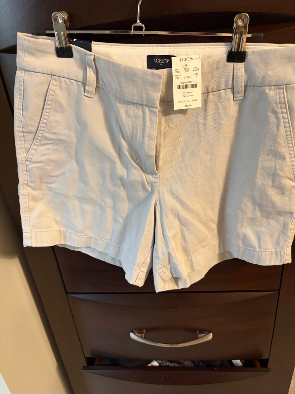 J.Crew Women's 4 inch light gray Chino Shorts